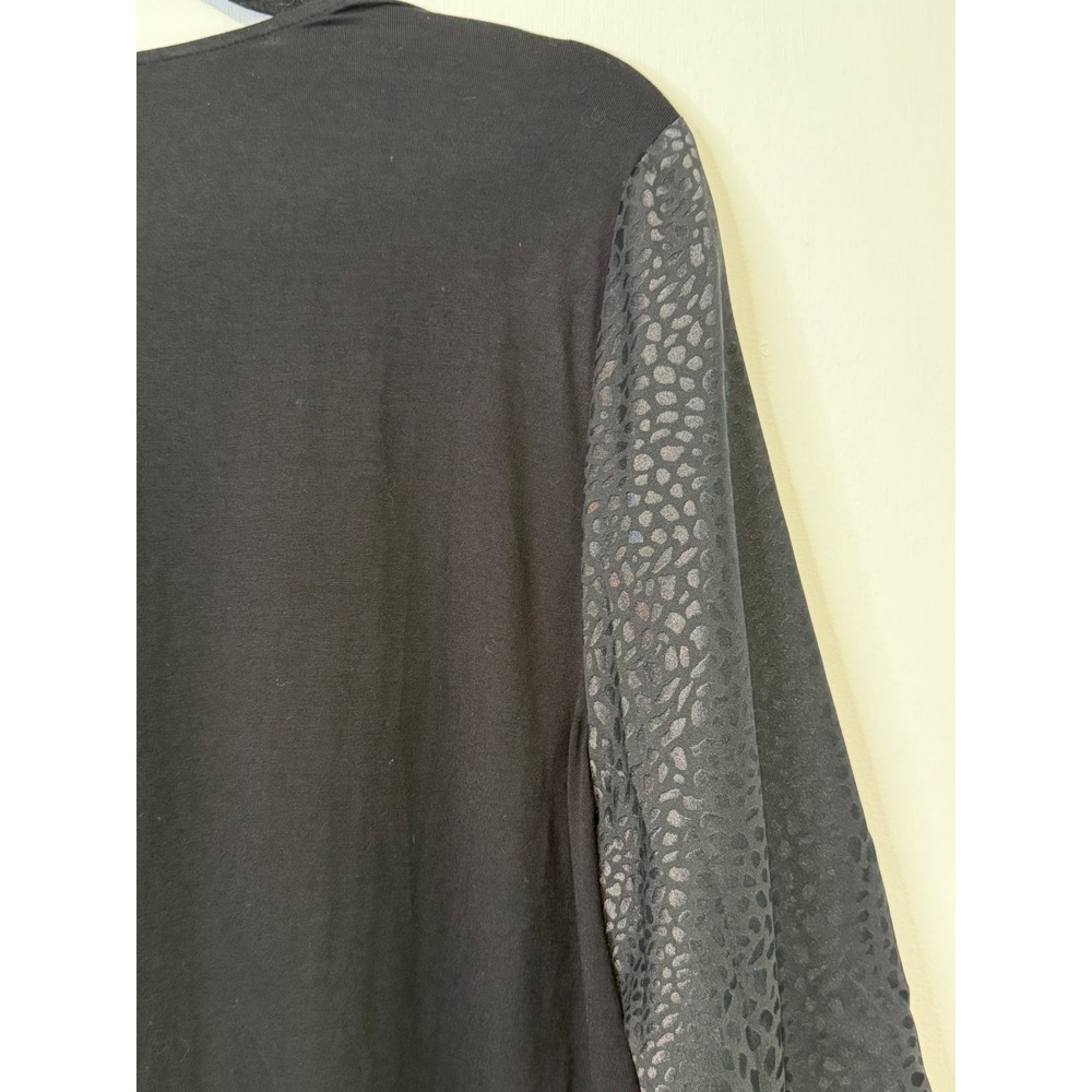 Chico's Black Jacquard Animal Leopard Print Tie Front Blouse Top Size 3 XL - Picture 9 of 14